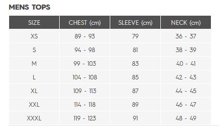 Quiksilver Mens Tops 0 Size Chart